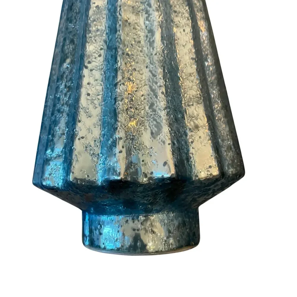 Illuminated Glass Christmas Tree 19in Iridescent Blue Chic Holiday Decor New